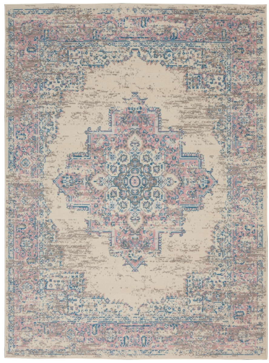 Damask Power Loom Rectangle Area Rug - Pink - 4 x 6 ft.