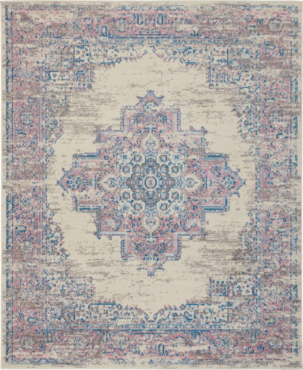 522266 8 x 10 ft. Pink Damask Power Loom Rectangle Area Rug