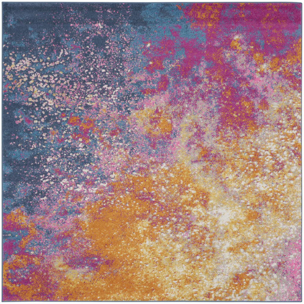 8 ft. Blue Abstract Power Loom Square Area Rug - Blue - 8 ft.