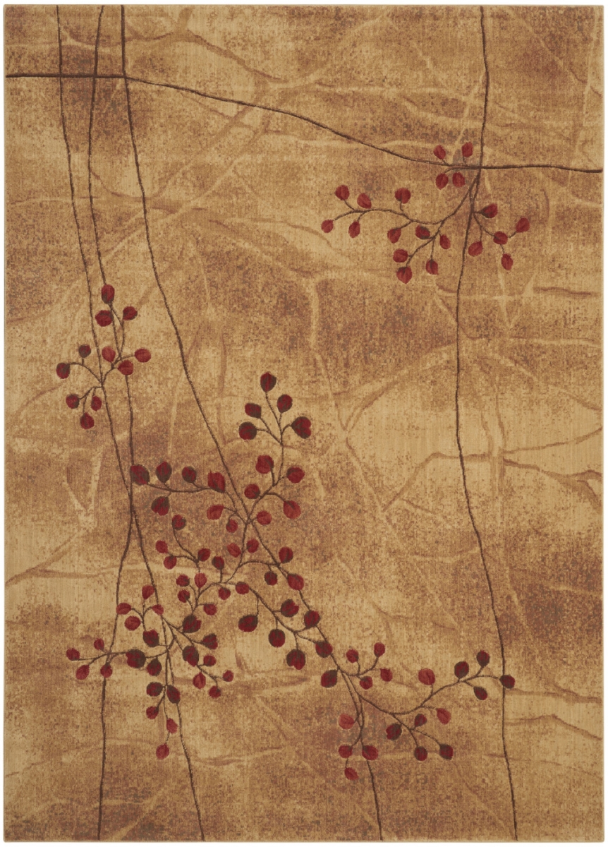 522477 8 x 11 ft. Brown Floral Power Loom Rectangle Area Rug