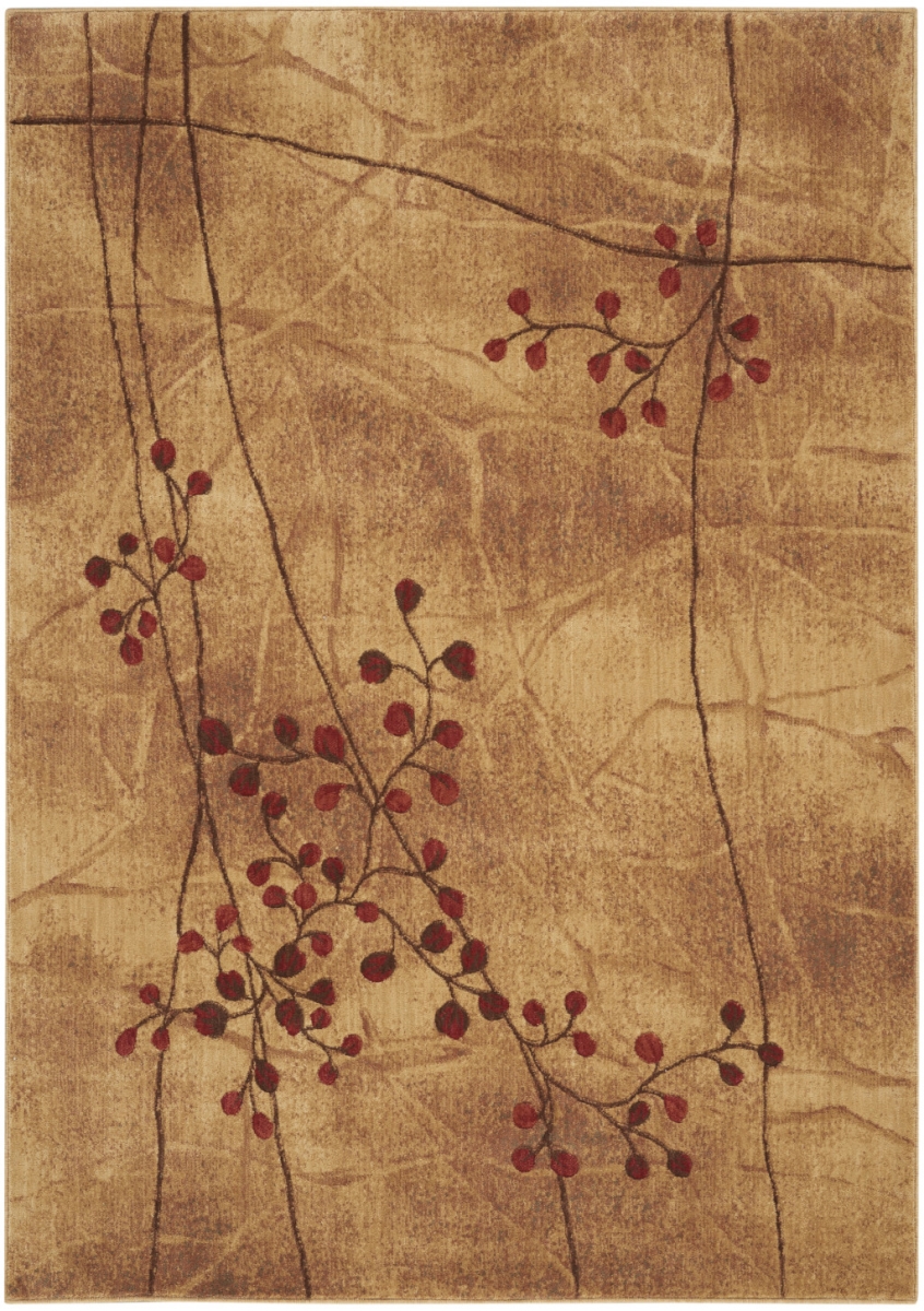 522484 5 x 8 ft. Brown Floral Power Loom Rectangle Area Rug