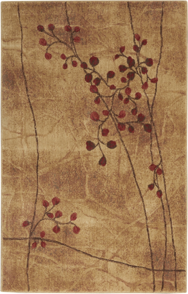 522485 4 x 6 ft. Brown Floral Power Loom Rectangle Area Rug
