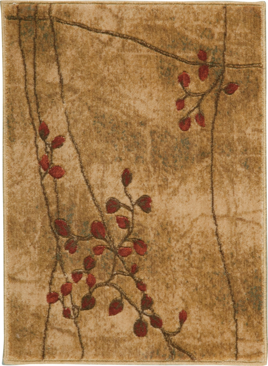 2 x 3 ft. Brown Floral Power Loom Rectangle Area Rug - Brown - 2 x 3 ft.