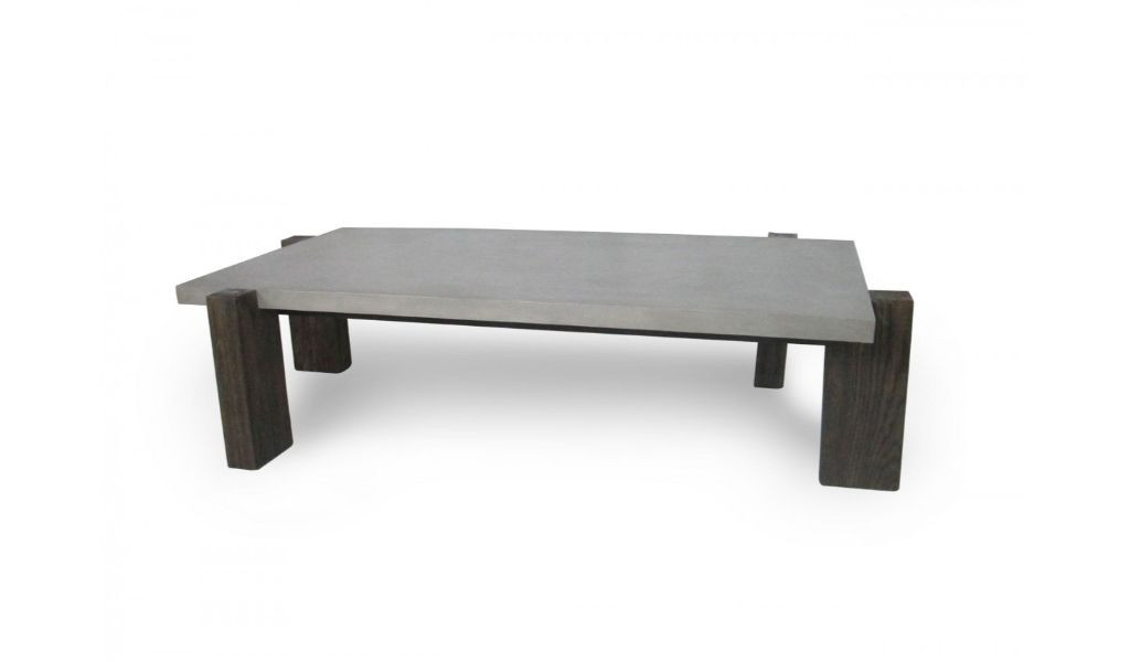 488711 14 x 33 x 59 in. Walnut & Dark Gray Concrete Rectangular Coffee Table -  HomeRoots