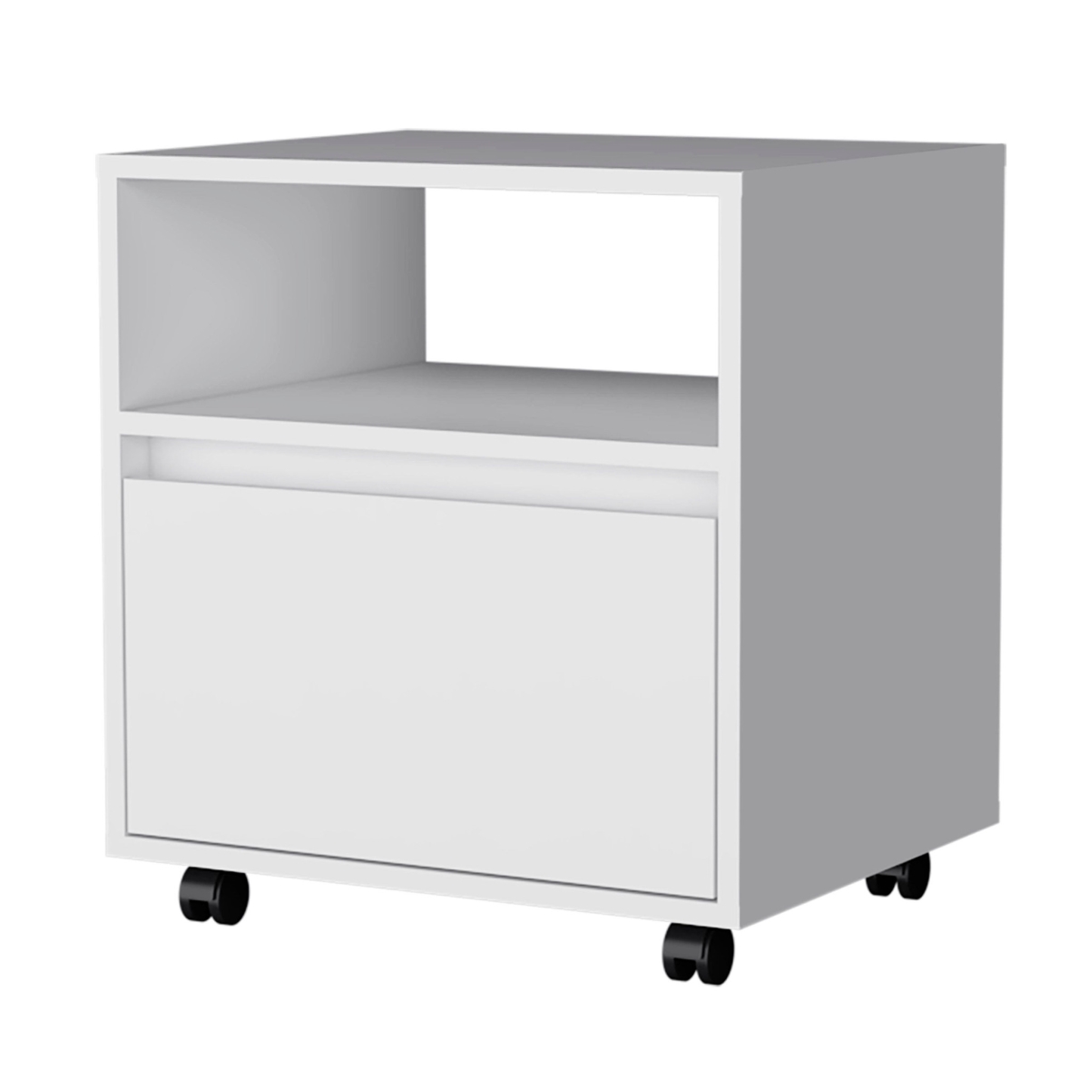 21 in. White One Drawer Nightstand with Integrated Tech