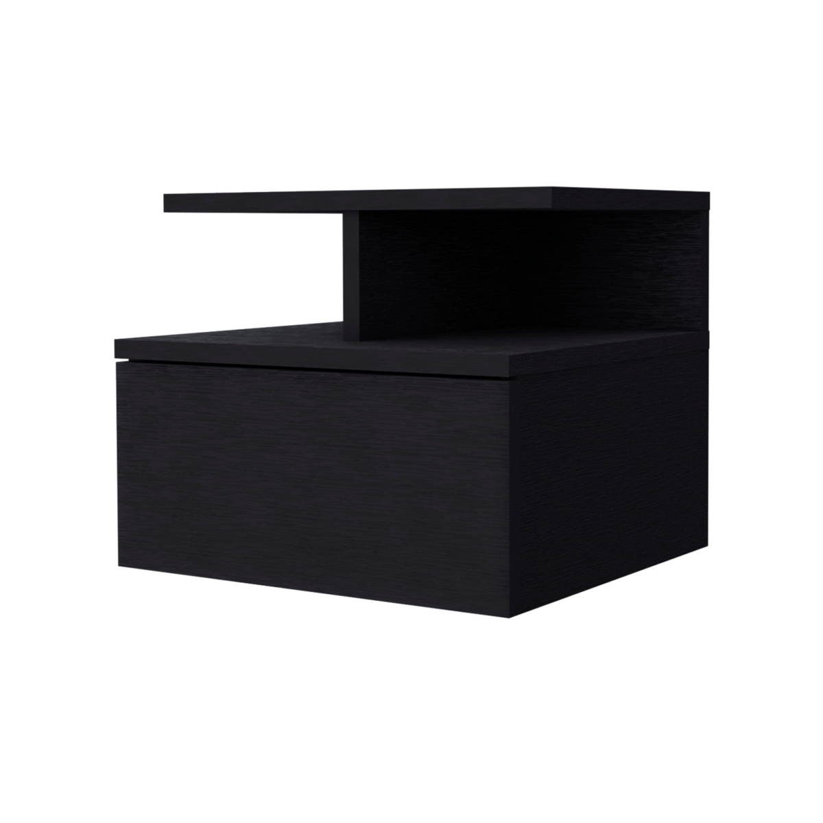 12 in. Black One Drawer Nightstand with Integrated Tech