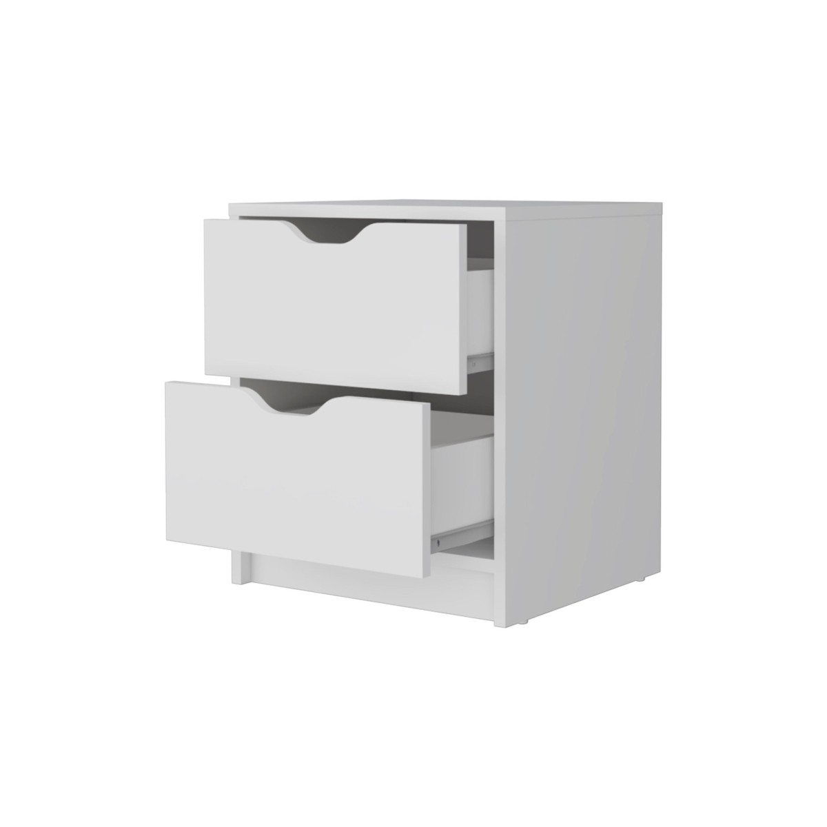 19 in. White Two Drawer Nightstand with Integrated Tech