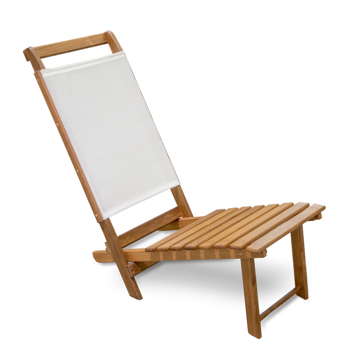 476324 27 in. Brown & White Solid Wood Deck Chair