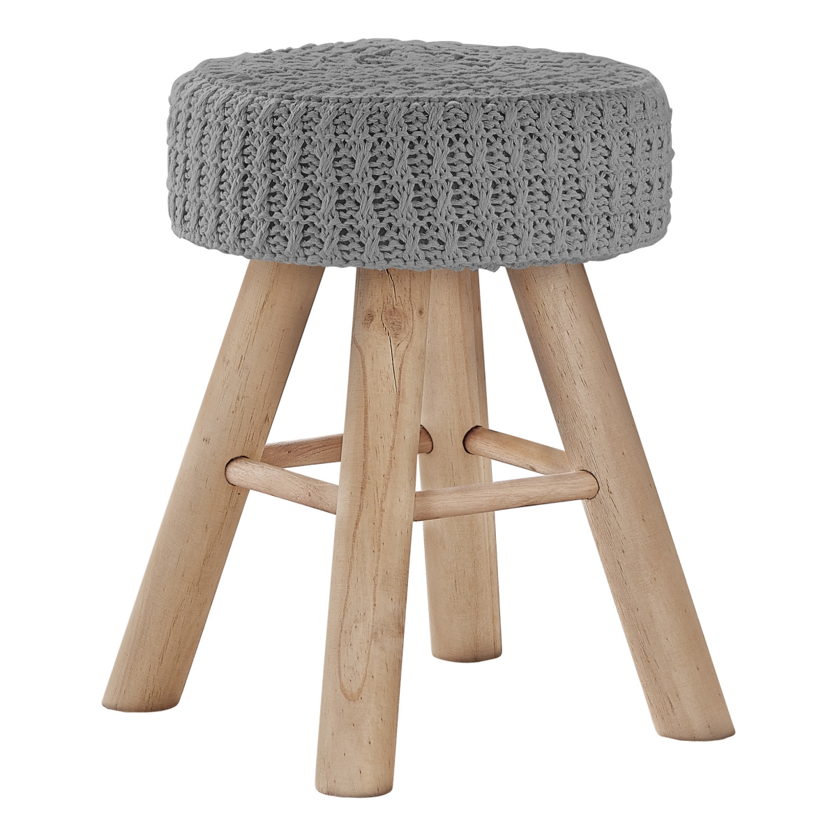 12 in. Gray Cotton Blend & Natural Round Ottoman
