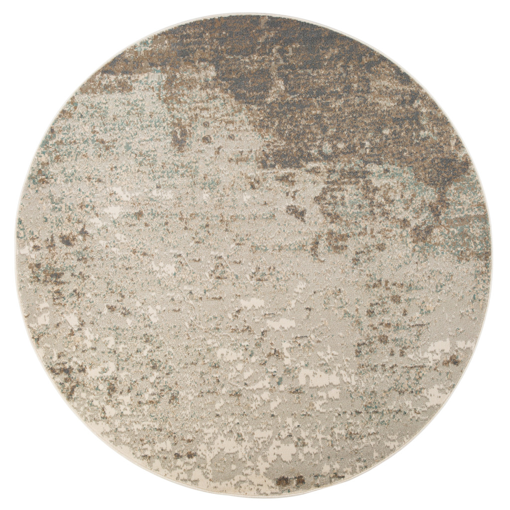 8 ft. Gray Round Abstract Power Loom Round Area Rug