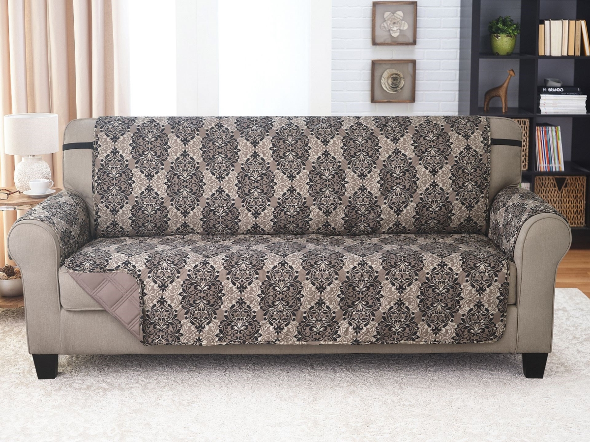 Picture of 212 Main 701236 XL Sofa Furniture Protector&#44; French Damask&#44; Black & Taupe