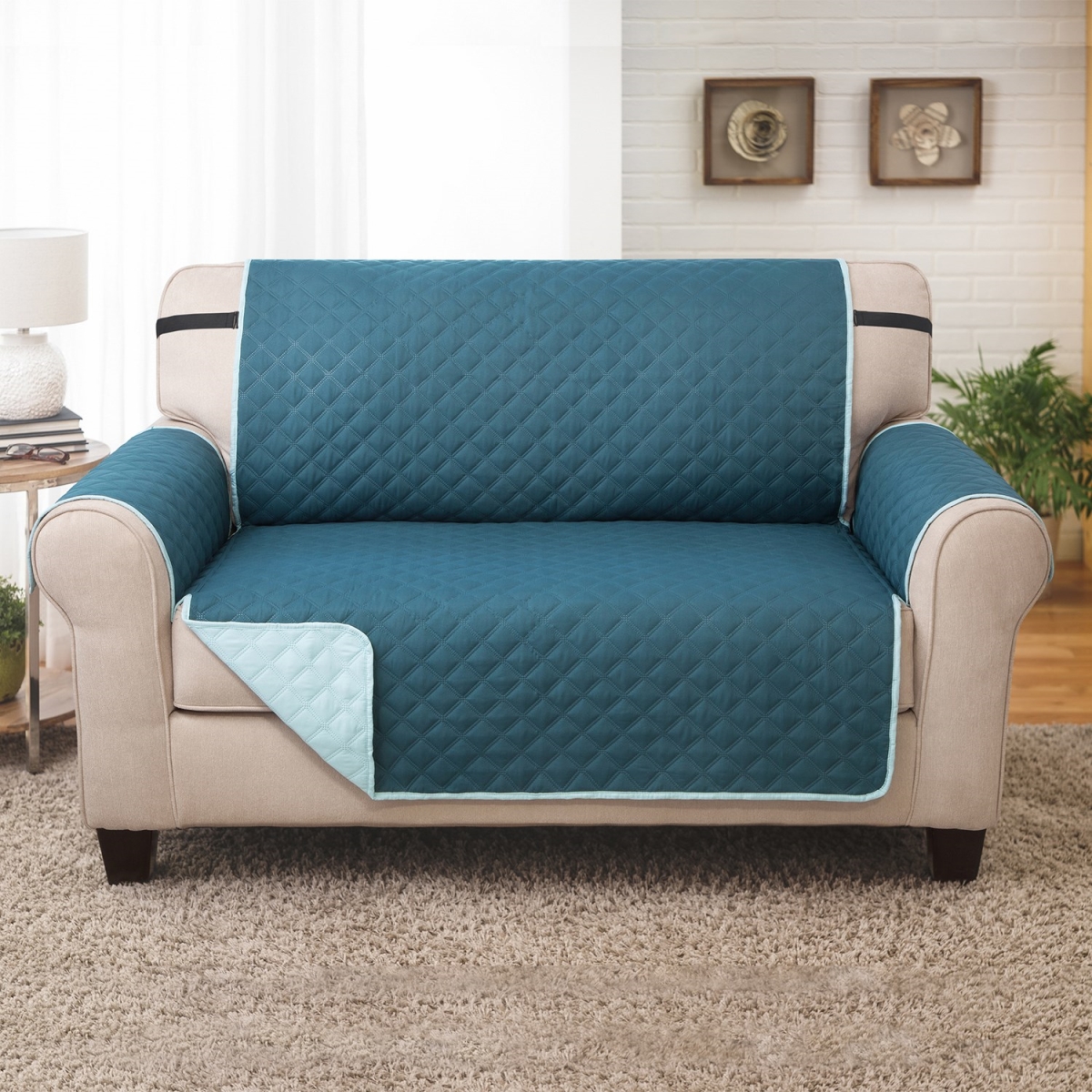 Picture of 212 Main 703582 Love Seat Furniture Protector&#44; Jade & Teal