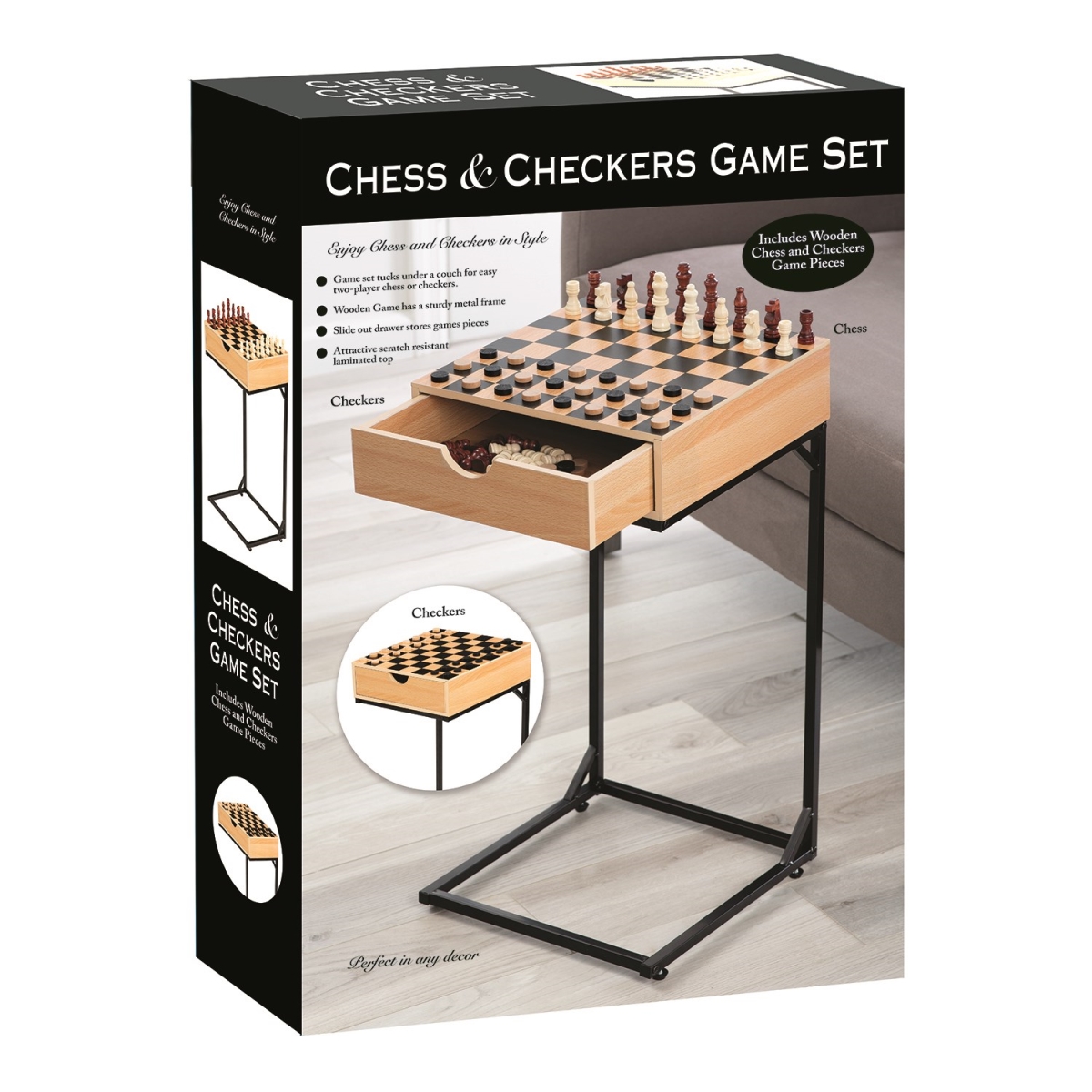 Picture of 212 Main 5281 Wooden Chess & Checkers Game Set with Metal Stand