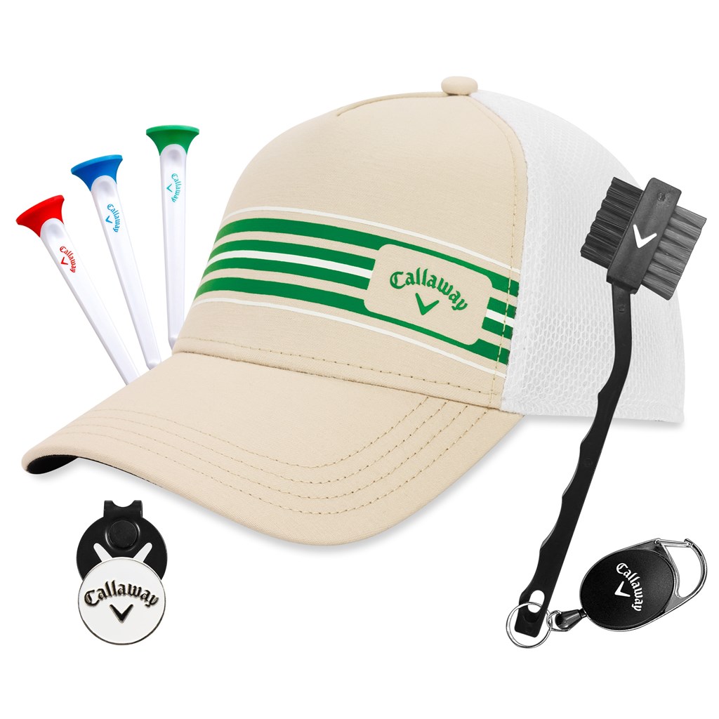 Picture of Callaway C17110 Stripe Mesh Cap & Gift Set&#44; khaki