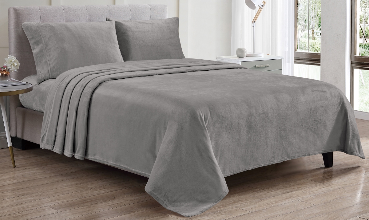 Picture of 212 Main 804028111942 4 Piece Kansas Microplush Bed Sheet Set&#44; Dark Gray - Queen Size