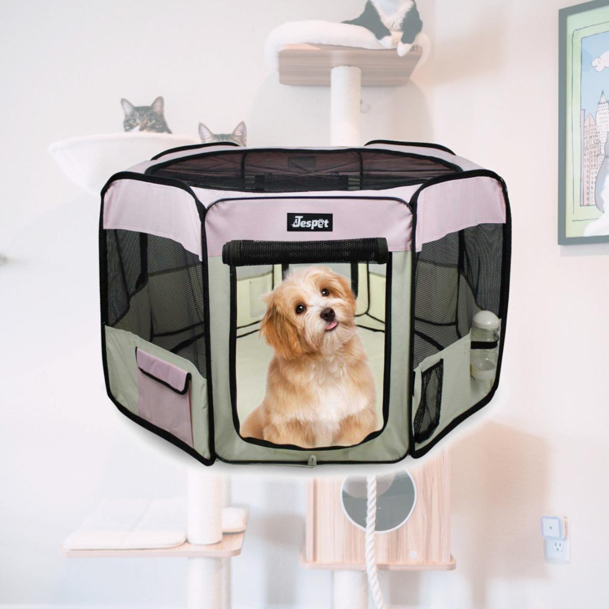 Picture of 212 Main PPP-45PK 45 in. Soft Pet Playpen&#44; Pink & Creamy White - Medium