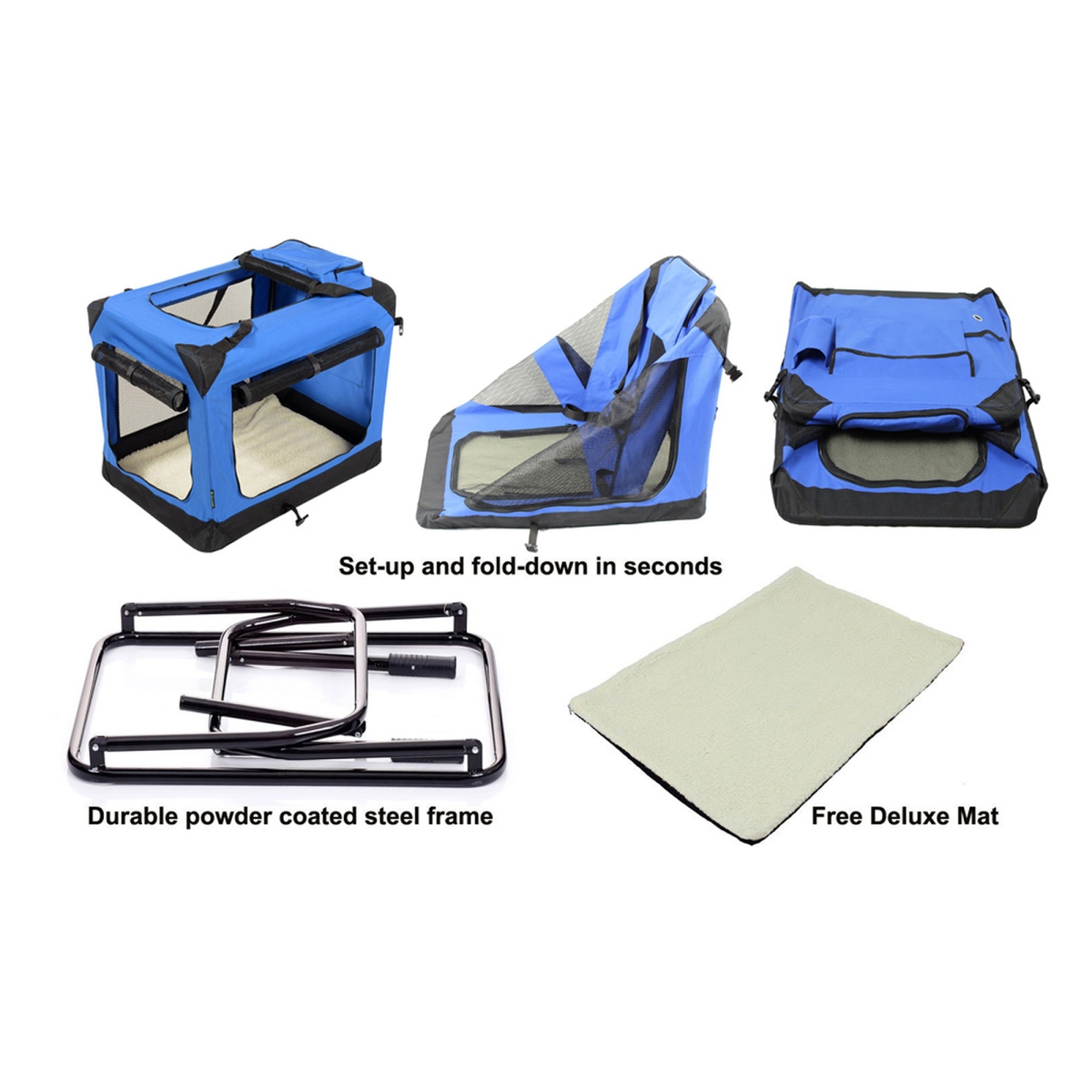Picture of 212 Main PSC-30BL Soft Dog Crate, Royal Blue