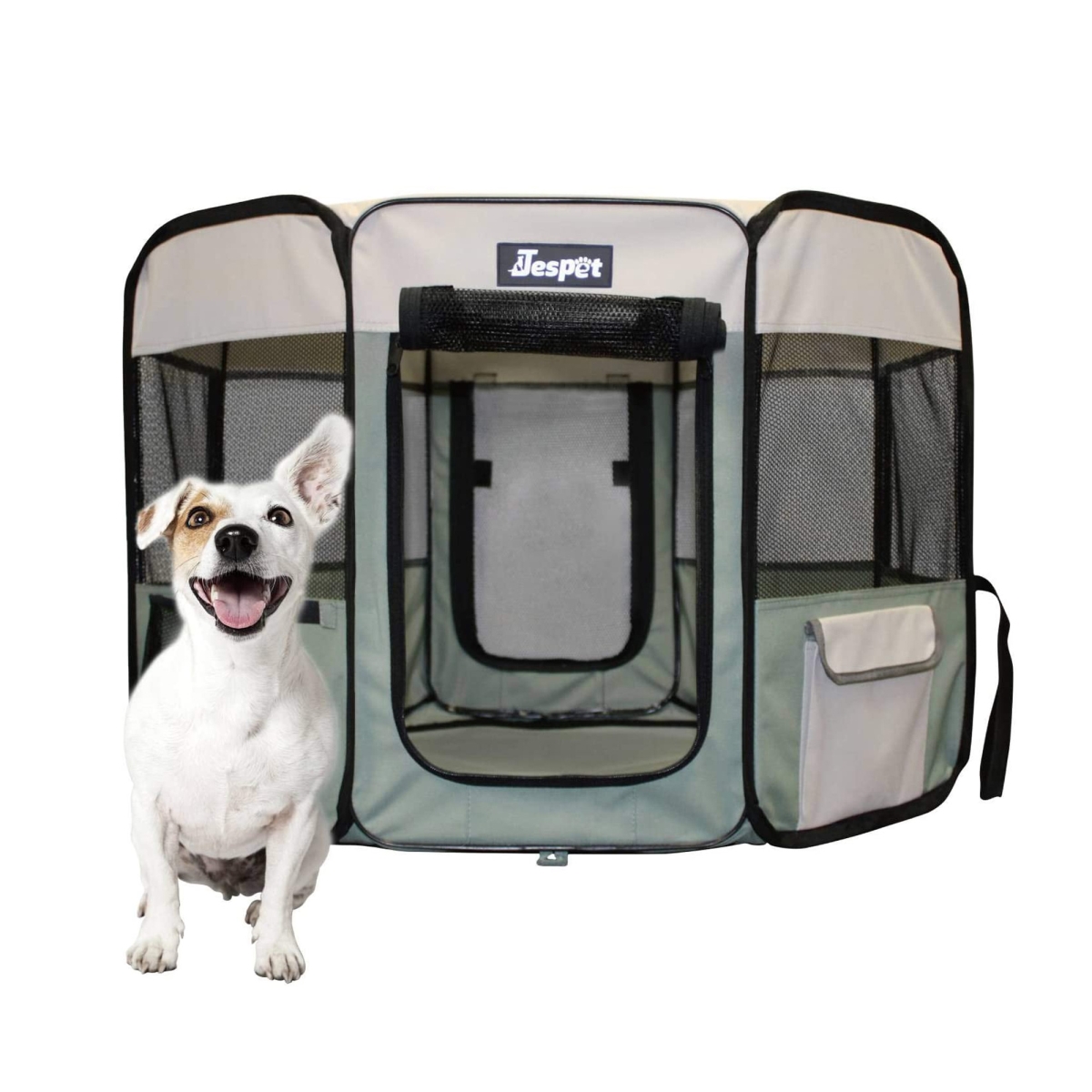 Picture of 212 Main PPP-36SHG 36 in. Soft Pet Playpen&#44; Light Gray & Shale Green - Small