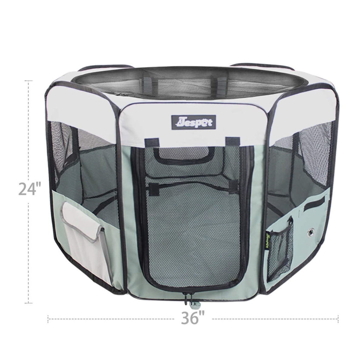 Picture of 212 Main PPP-36SHG 36 in. Soft Pet Playpen&#44; Light Gray & Shale Green - Small