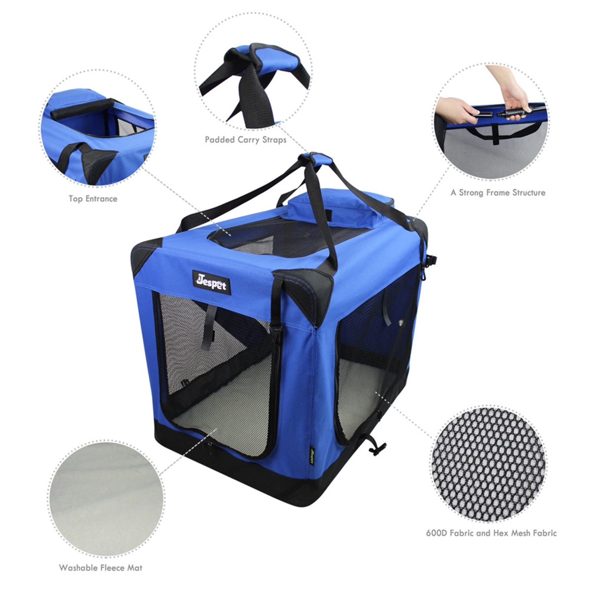 Picture of 212 Main PSC-36BL Soft Dog Crate, Royal Blue - Large