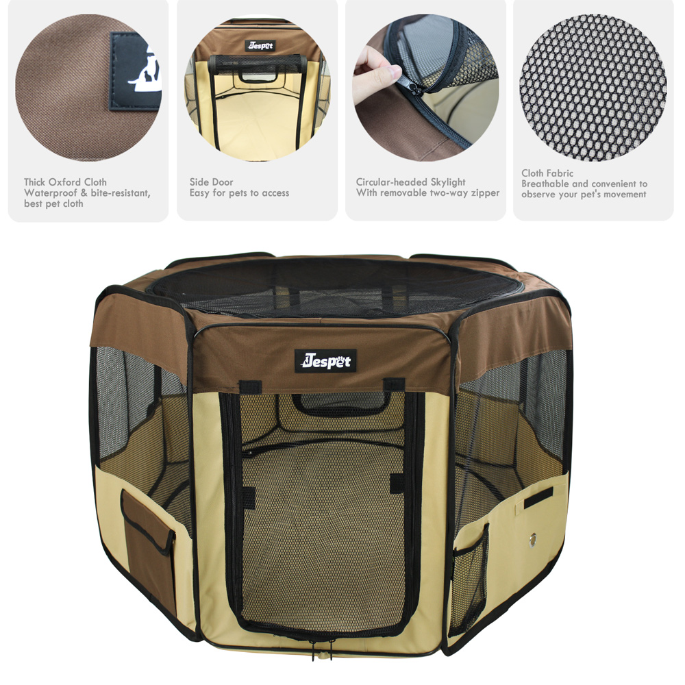 Picture of 212 Main PPP-61CF 61 in. Soft Pet Playpen&#44; Brown & Beige - Large