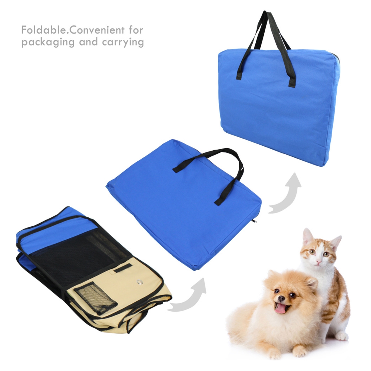 Picture of 212 Main PPP-36BL 36 in. Soft Pet Playpen&#44; Royal Blue & Beige - Small