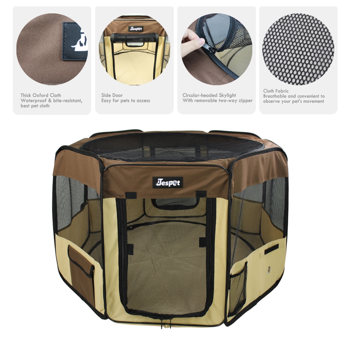 Picture of 212 Main PPP-36CF 36 in. Soft Pet Playpen&#44; Brown & Beige - Small