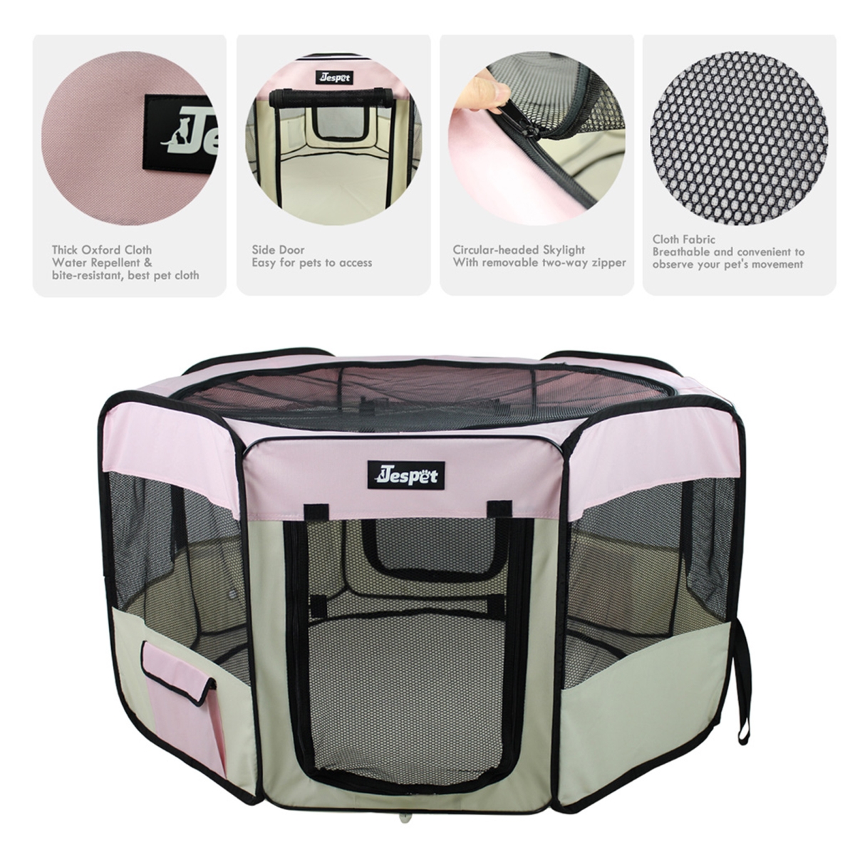 Picture of 212 Main PPP-36PK 36 in. Soft Pet Playpen&#44; Pink & Creamy White - Small