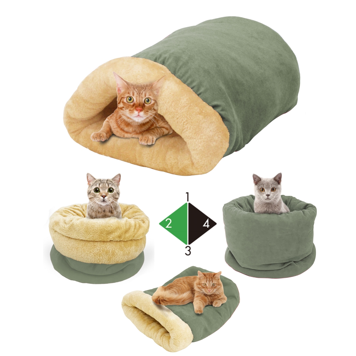 Picture of 212 Main CBD-2214SG Goopaws 4 in 1 Self-Warming Pet Bed, Sage Green
