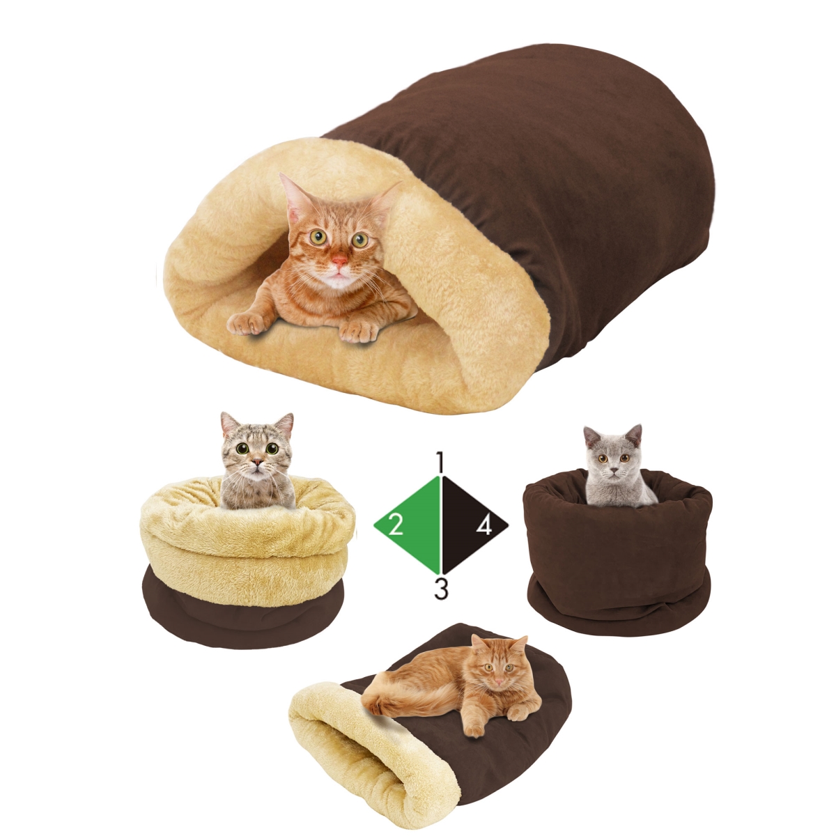 Picture of 212 Main CBD-2214CF Goopaws 4 in 1 Self-Warming Pet Bed, Brown