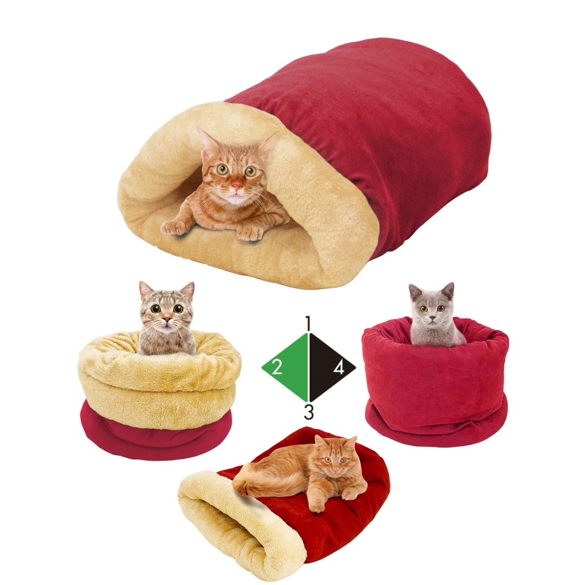 Picture of 212 Main CBD-2214BUD Goopaws 4 in 1 Self-Warming Pet Bed, Burgundy