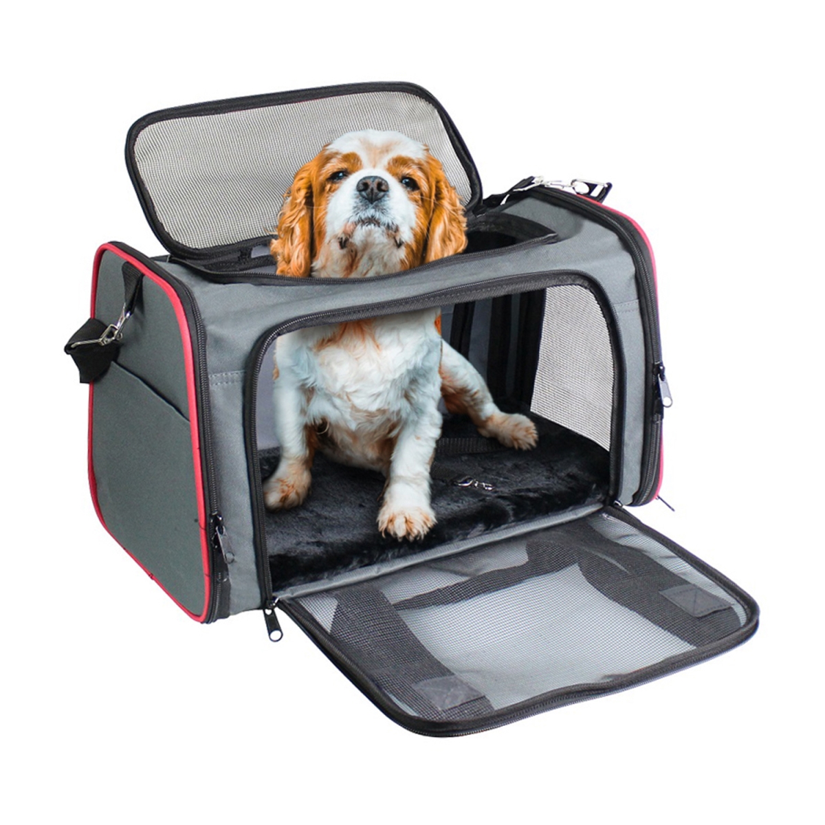 Picture of 212 Main PTC-1912GRD Goopaws Soft Sided Pet Carrier&#44; Gray & Red - Large