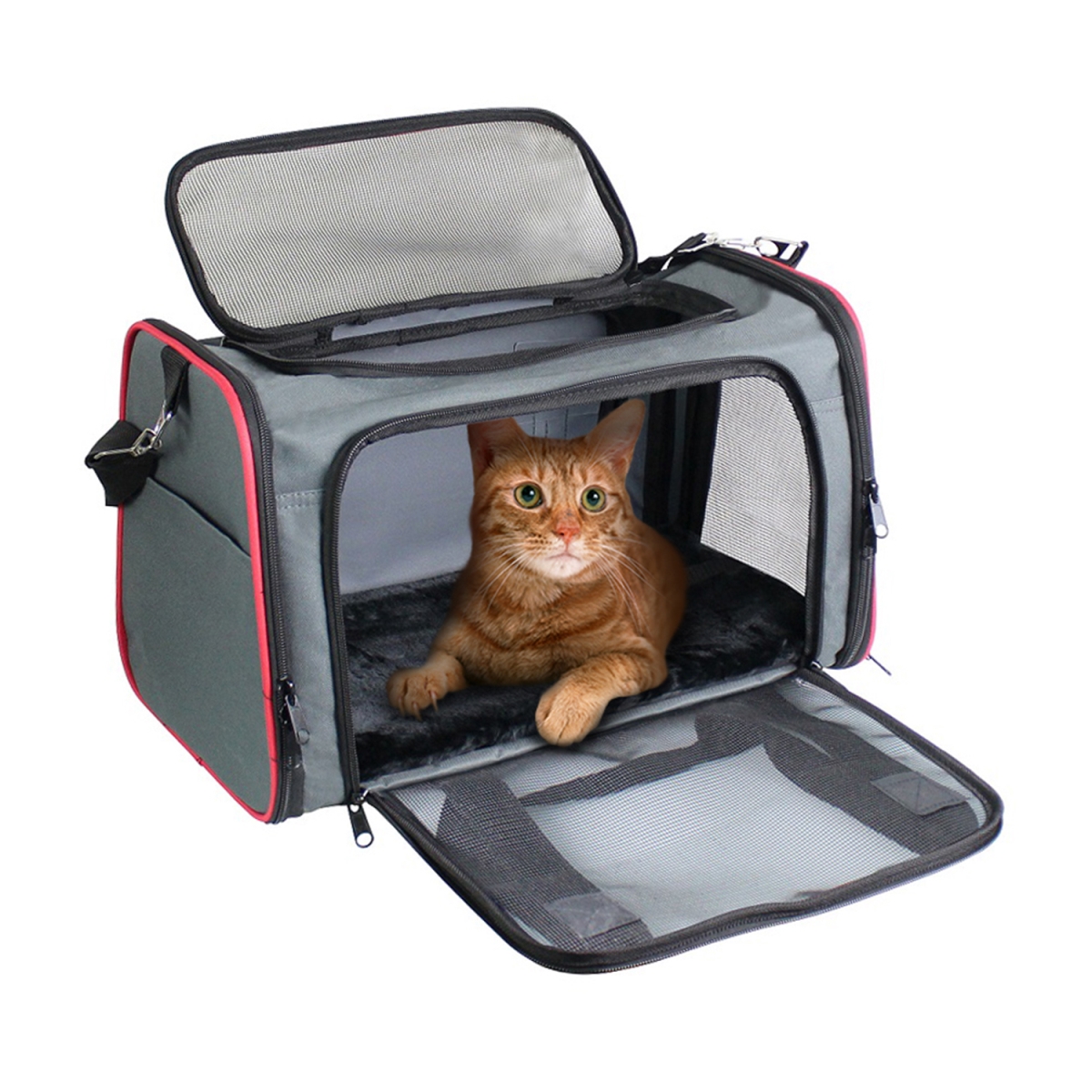 Picture of 212 Main PTC-1710GRD Goopaws Soft Sided Pet Carrier&#44; Gray & Red