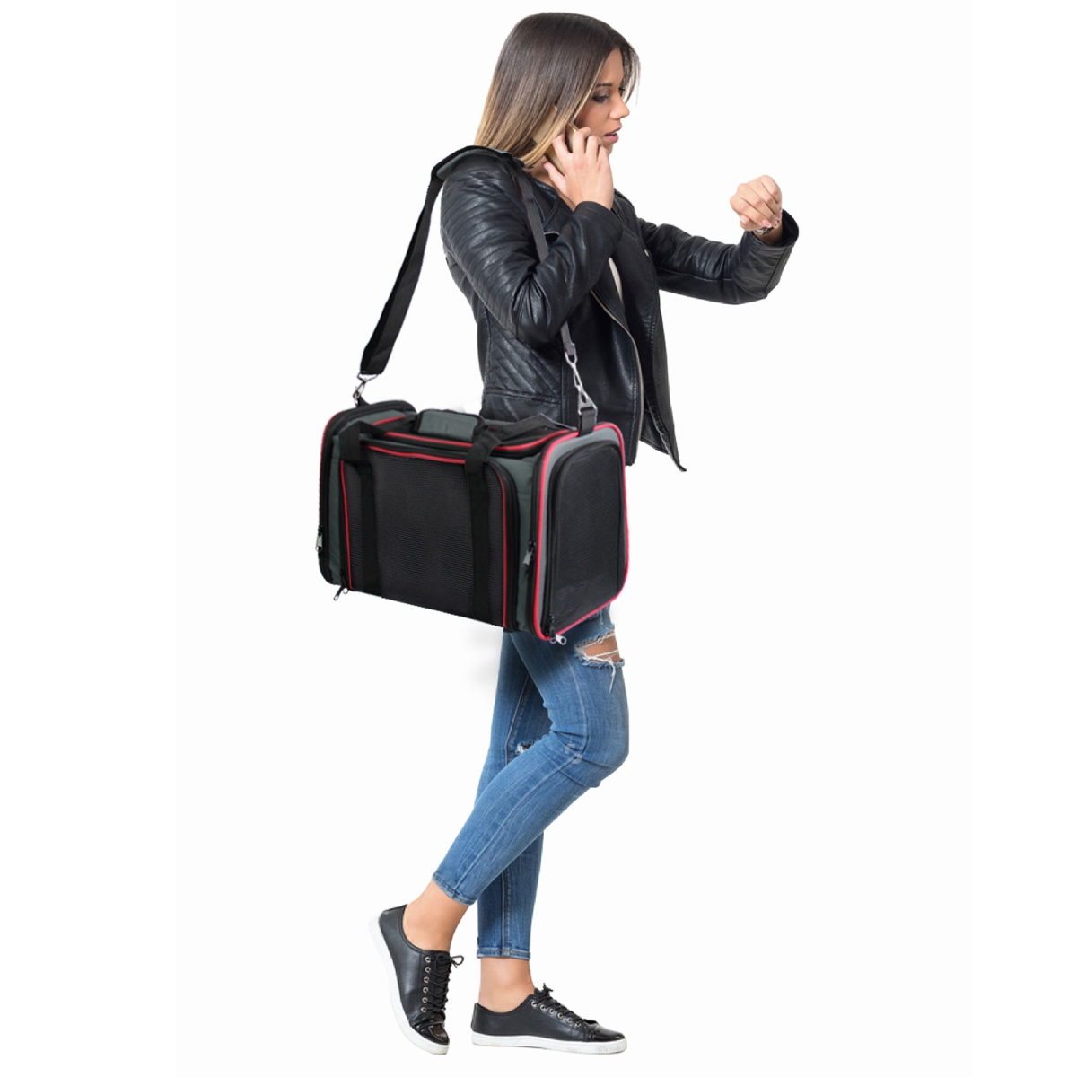 Picture of 212 Main PTC-1710GRD Goopaws Soft Sided Pet Carrier&#44; Gray & Red