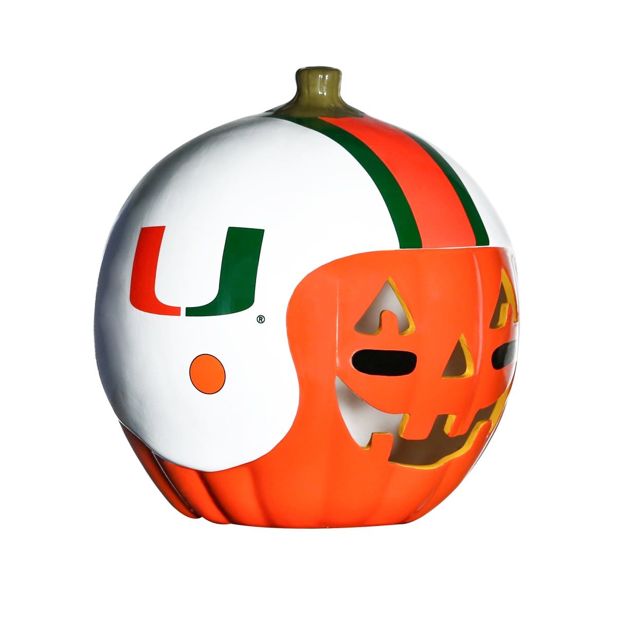 Picture of 212 Main CERPMMI 10 in. NCAA Miami Hurricanes Ceramic Pumpkin Helmet