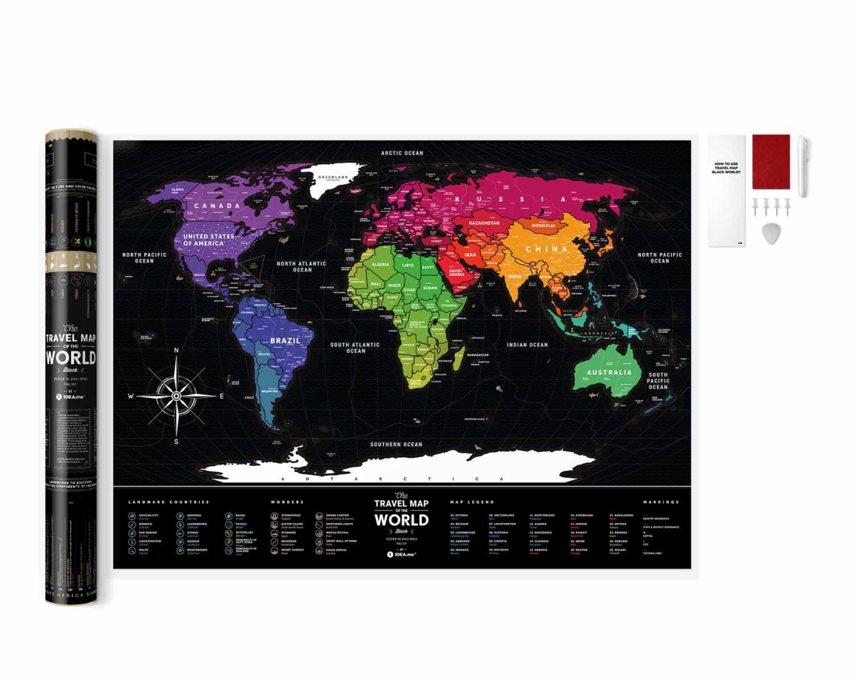 Picture of Odash TRVLMP-BW 80 x 60 cm Black World Travel Map