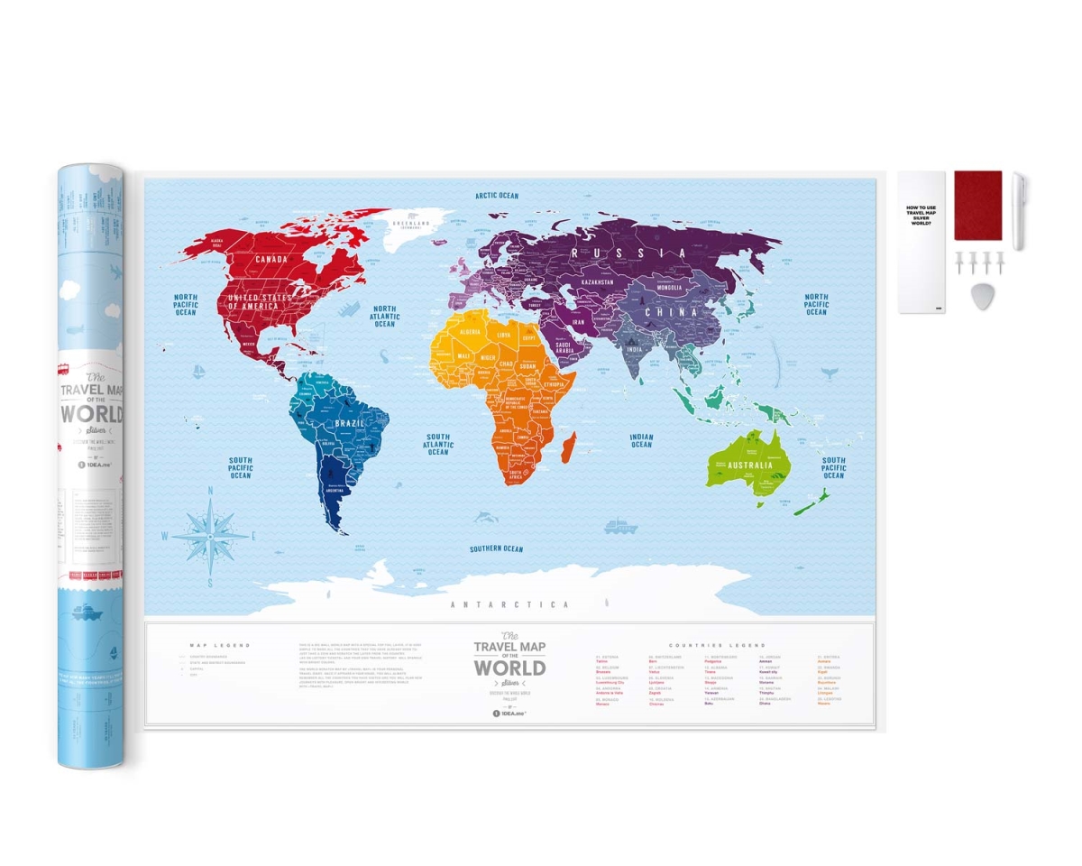 Picture of Odash TRVLMP-SW 80 x 60 cm Silver World Travel Map