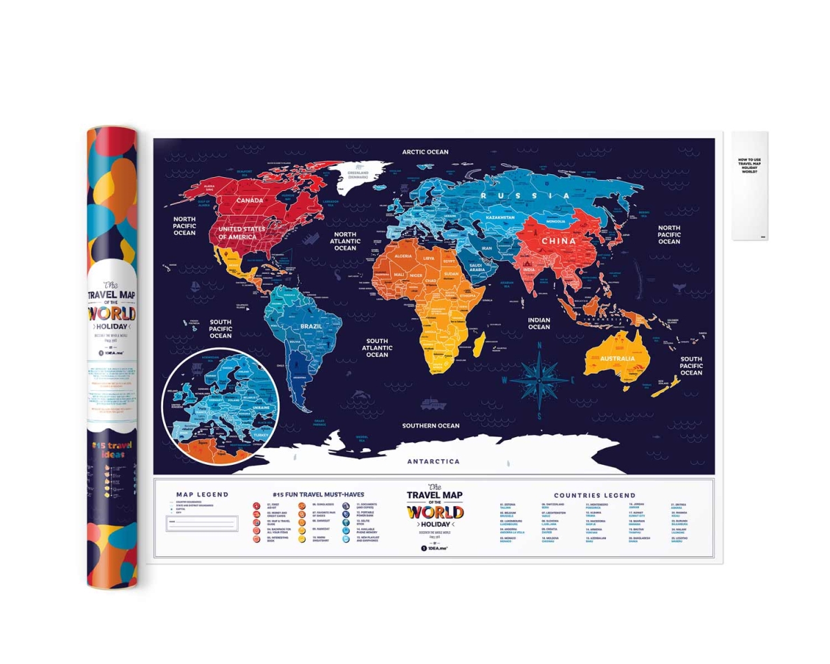 Picture of Odash TRVLMP-HW 80 x 60 cm Holiday World Travel Map