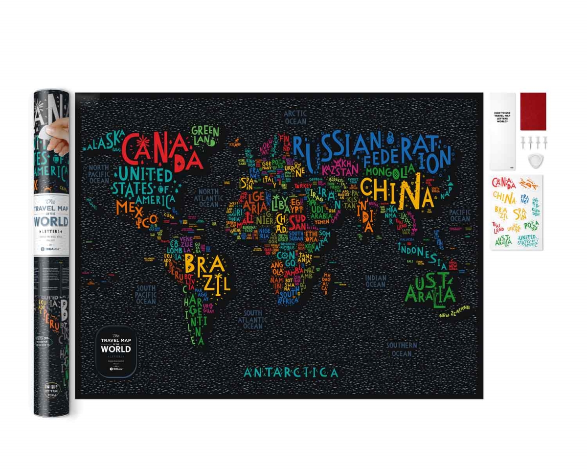 Picture of Odash TRVLMP-LW 80 x 60 cm Letters World Travel Map