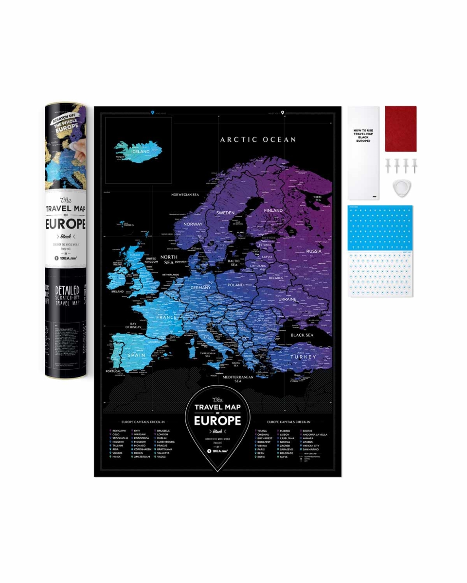 Picture of Odash TRVLMP-BE 60 x 40 cm Black Europe Travel Map