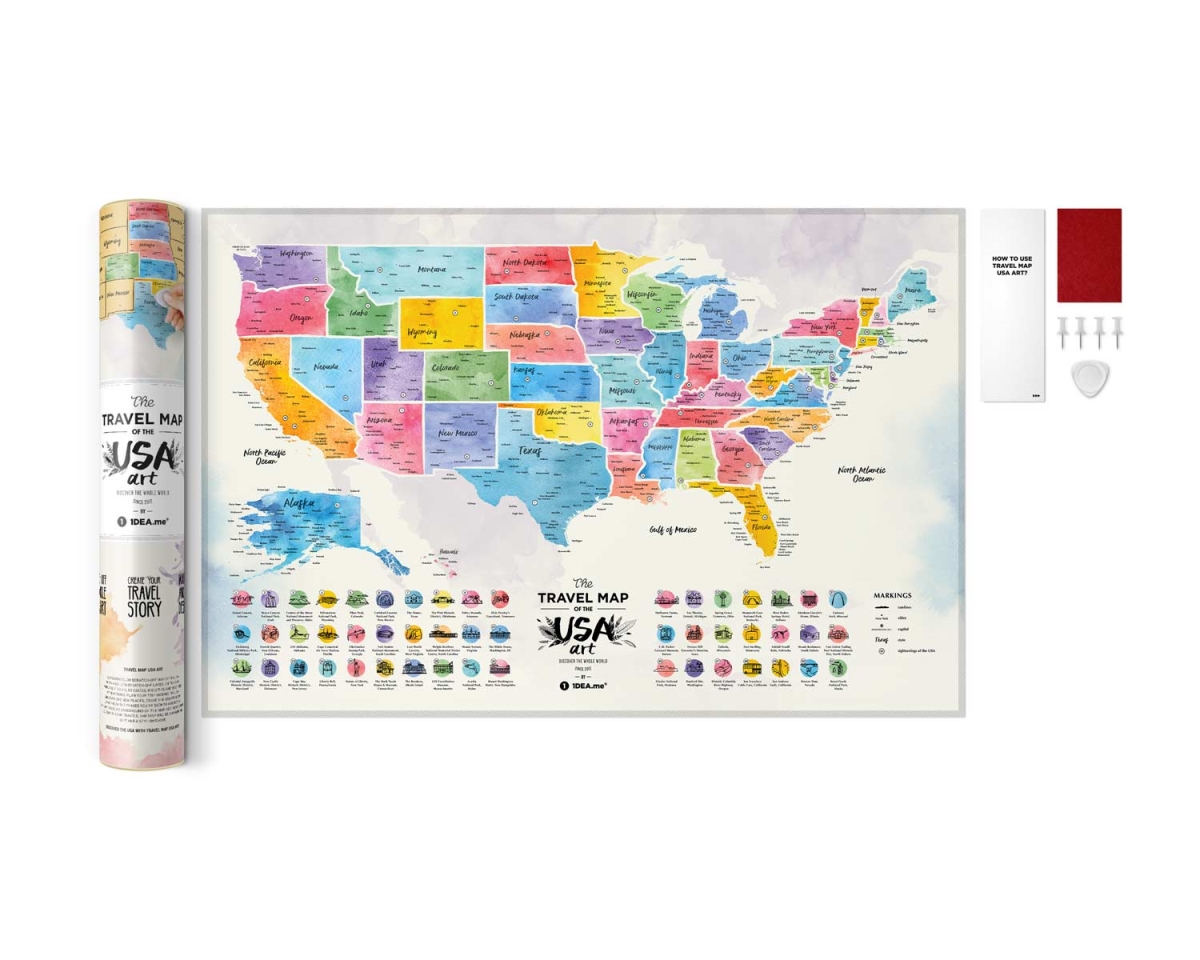 Picture of Odash TRVLMP-USAA 60 x 40 cm USA Art Travel Map