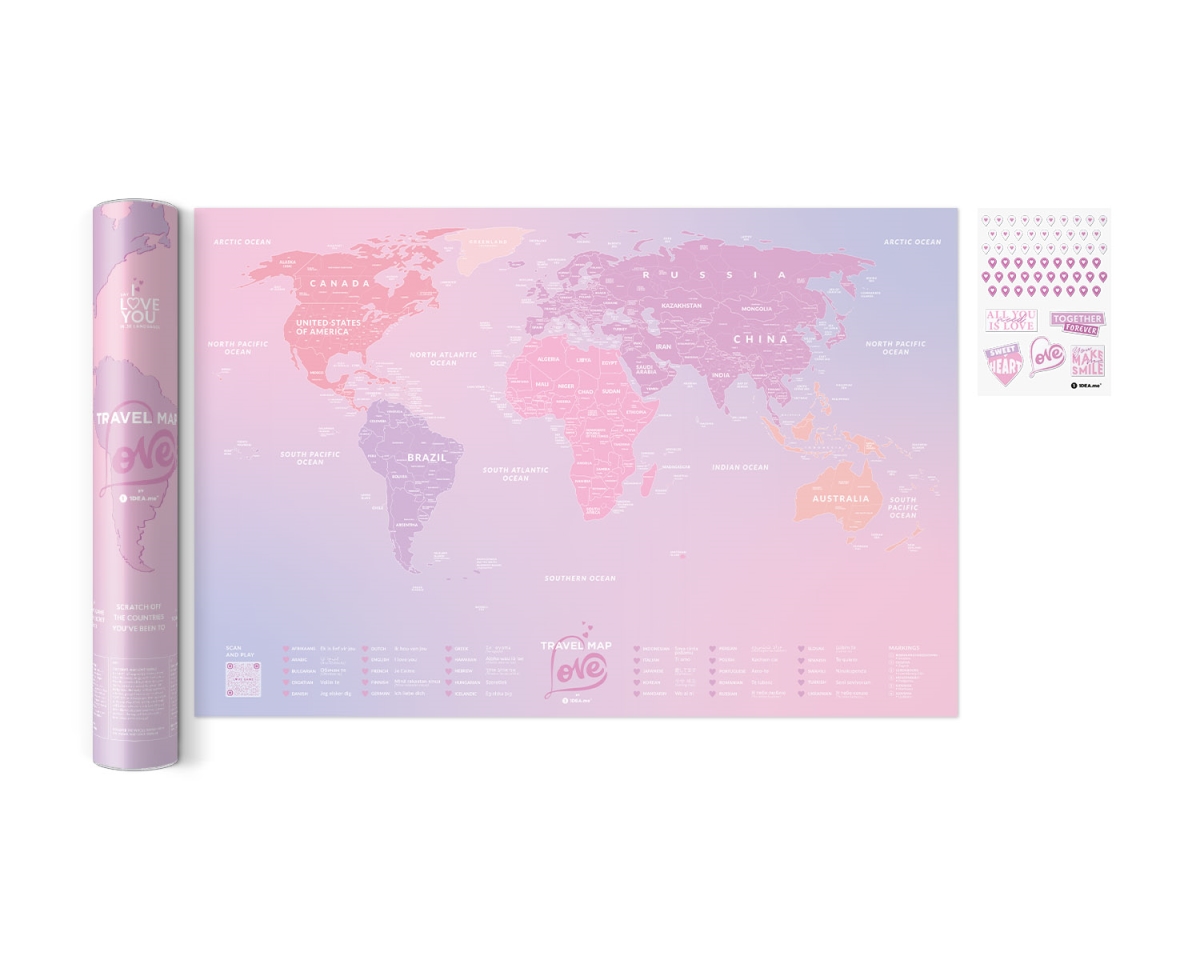 Picture of Odash TRVLMP-LVW 60 x 40 cm Love World Travel Map