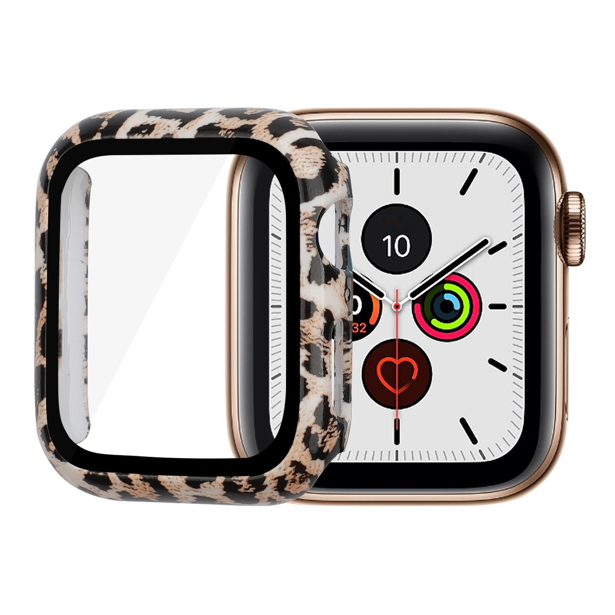 Picture of Odash SD22CV-LPBRN-45 Bumper Case with Screen Protector for 45mm Apple Watch - Brown Leopard