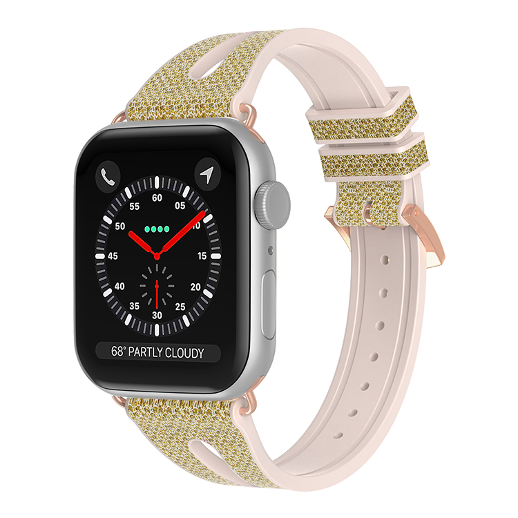 Picture of Odash KY05-C1SGLD-38 Silicone Shiny Slim Band for 38&#44; 40 & 41mm Apple Watch - Shiny Gold