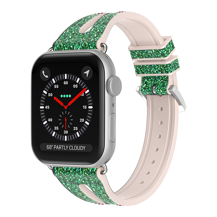 Picture of Odash KY05-C4SGRN-38 Silicone Shiny Slim Band for 38&#44; 40 & 41mm Apple Watch - Shiny Green
