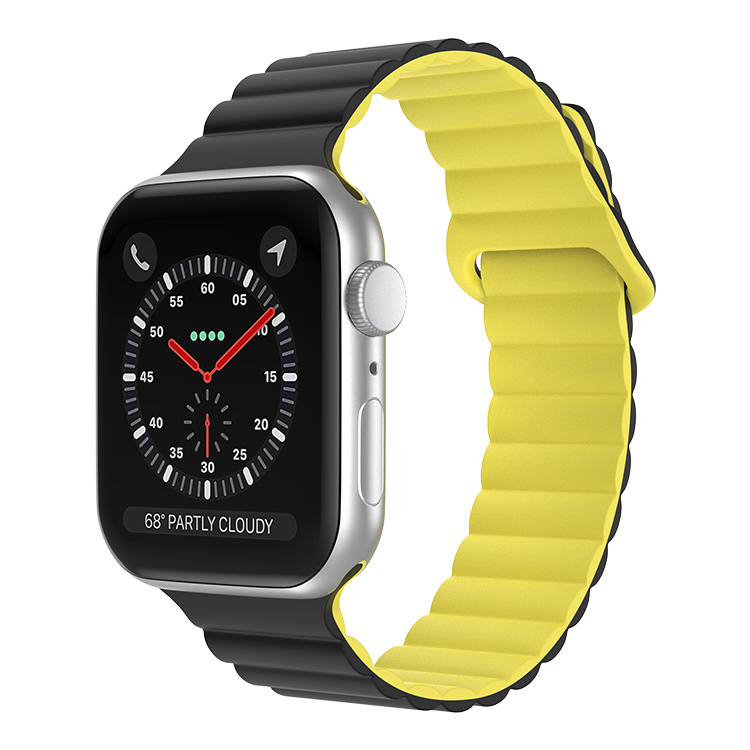 Odash KY10-C8BLKYLO-42 Magnetic Silicone Band for 42, 44 & 45mm Apple Watch - Black & Yellow -  Odash Inc