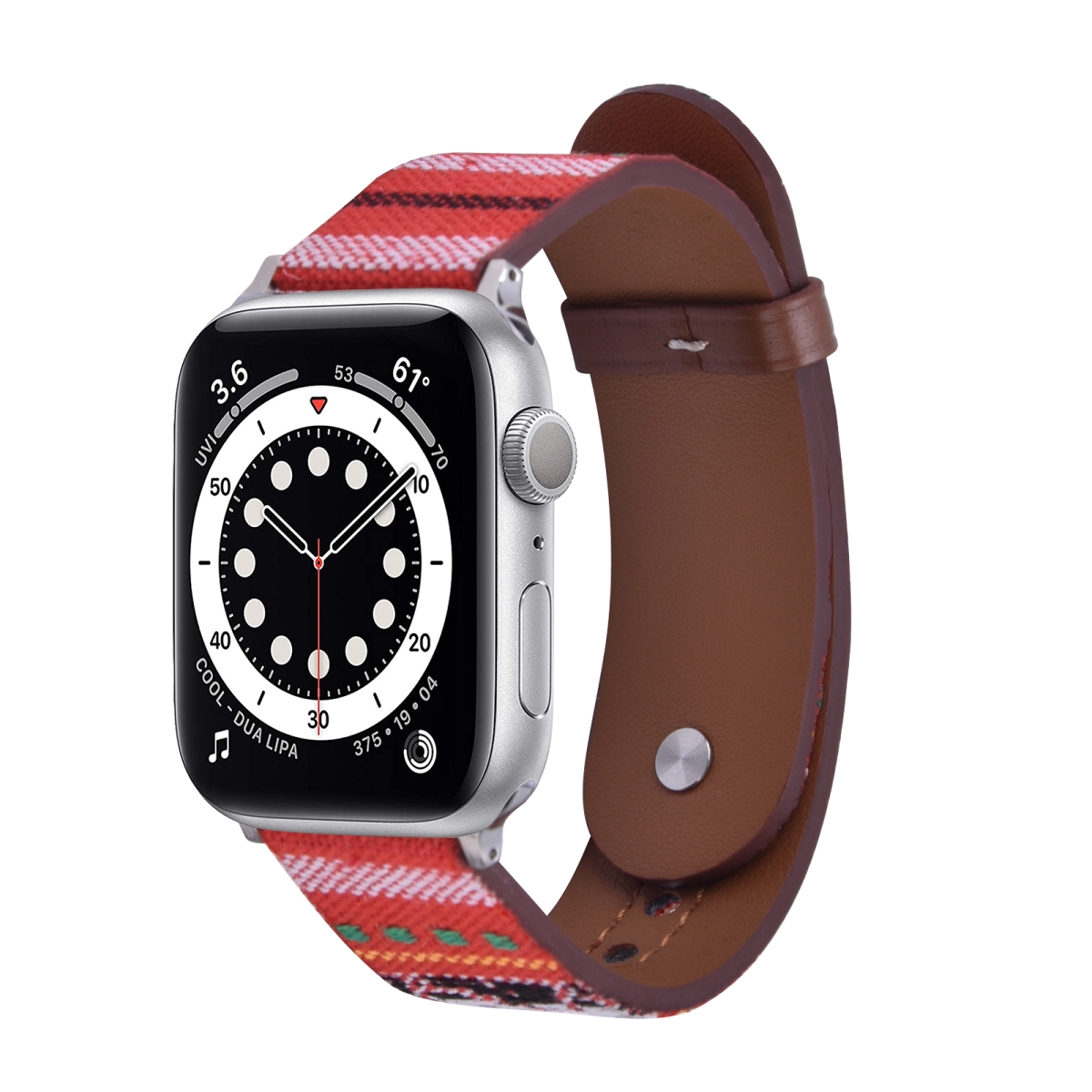 Canvas & Leather Band for 42, 44 & 45mm Apple Watch - Red -  Curiosidad, CU3683318