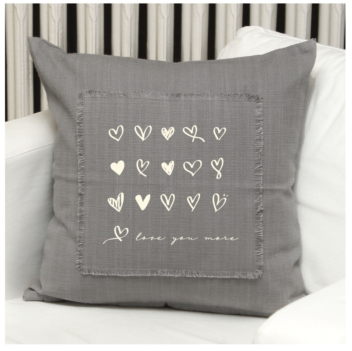 Picture of Odash MSPILGR016 18 x 18 in. Love You More Cotton Pillow Cover&#44; Grey