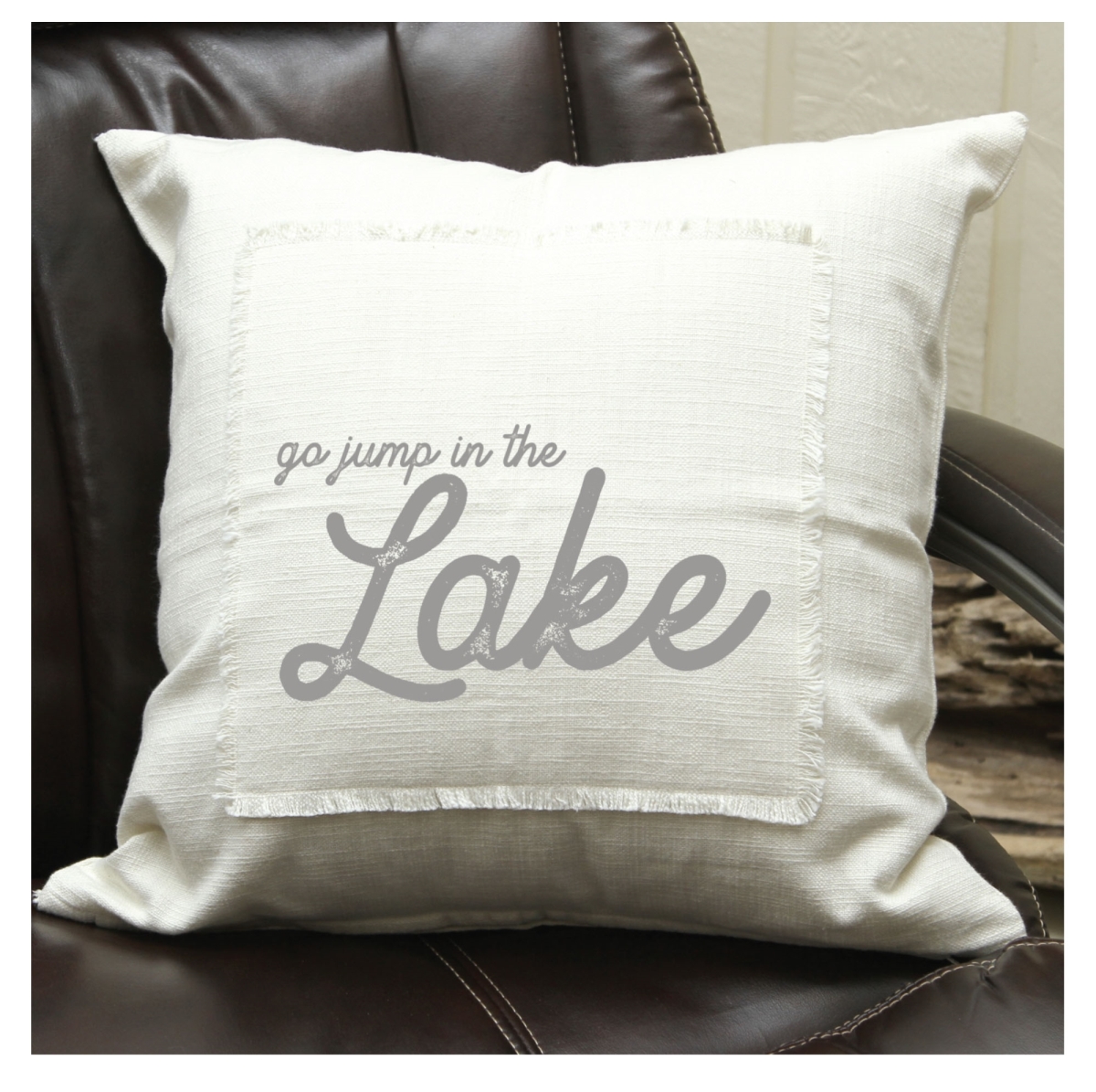 Picture of Odash MSPILNR026 18 x 18 in. Go Jump in the Lake Cotton Pillow Cover