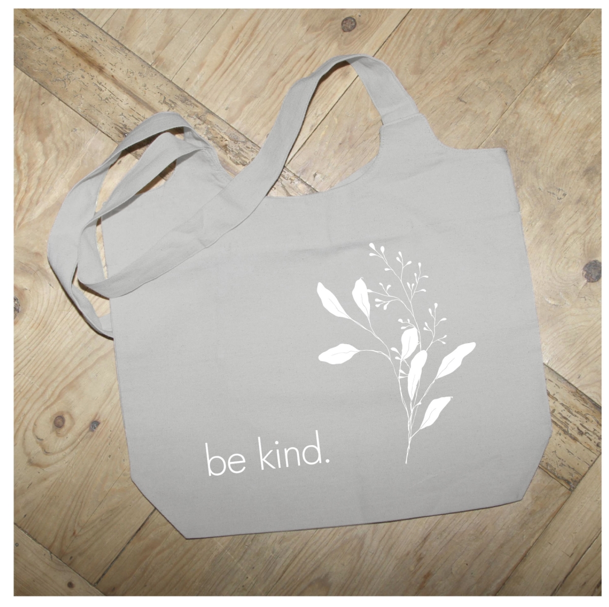 Picture of Odash MSTOTGR008 14.2 x 16.5 in. Be Kind - Cotton Tote Bag&#44; Grey